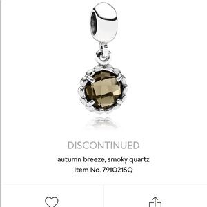 Authentic Pandora discontinued Autum Breeze Smokey Quartz Dangle Charm